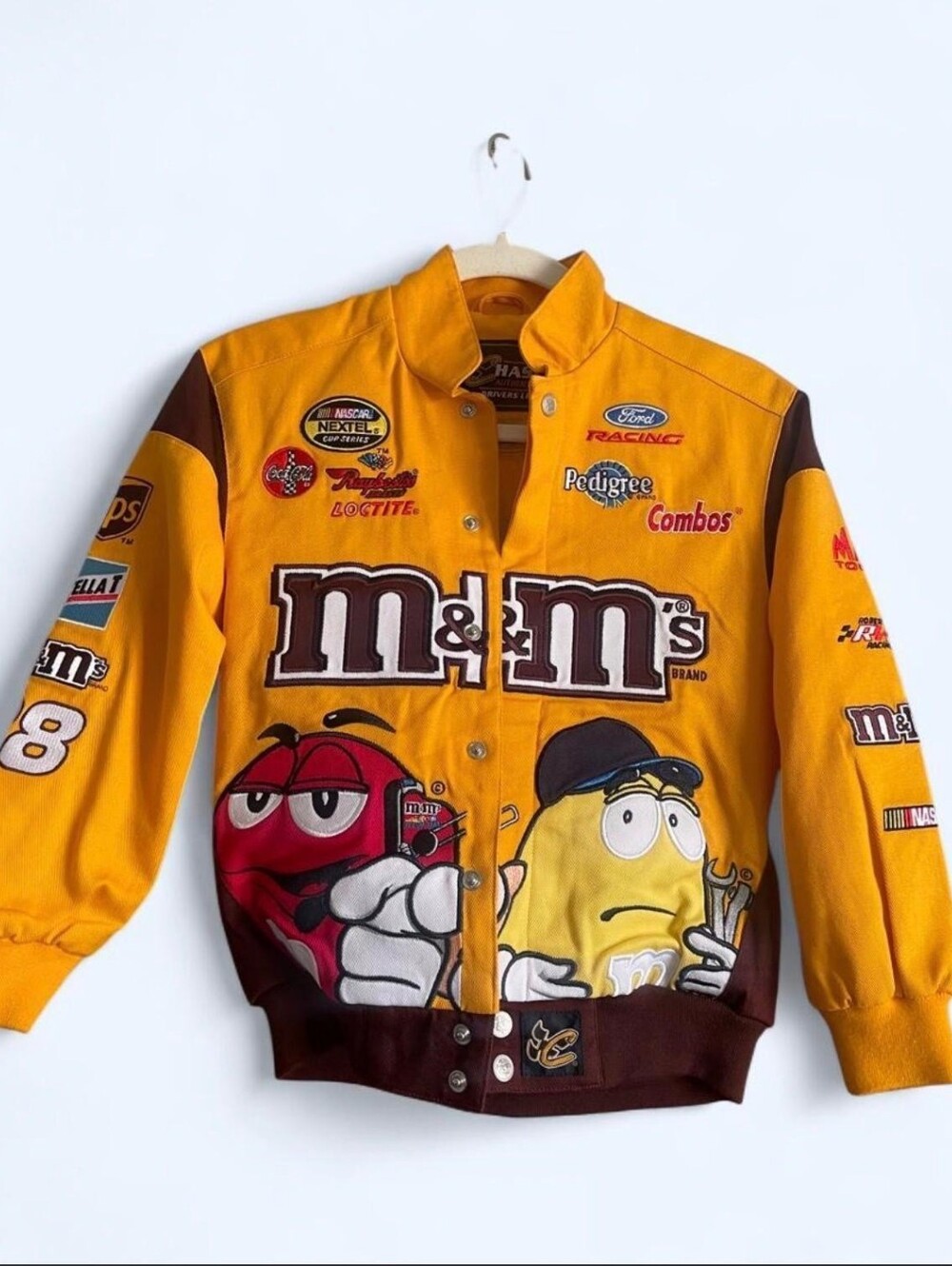 Vtg Chase Authentic Drivers Line Yellow M&Ms NASCAR Jacket Elliot Sadler 38 XS